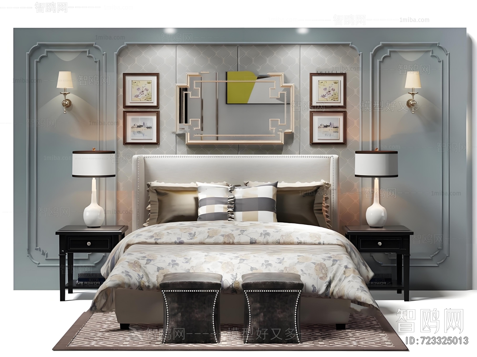 Simple European Style Double Bed