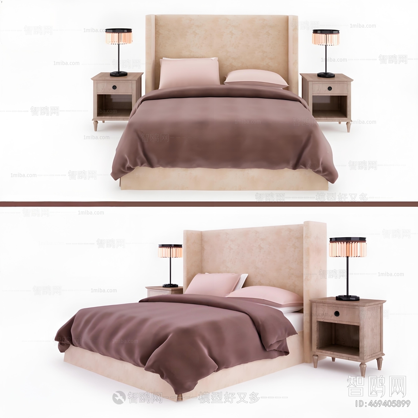 Simple European Style Double Bed