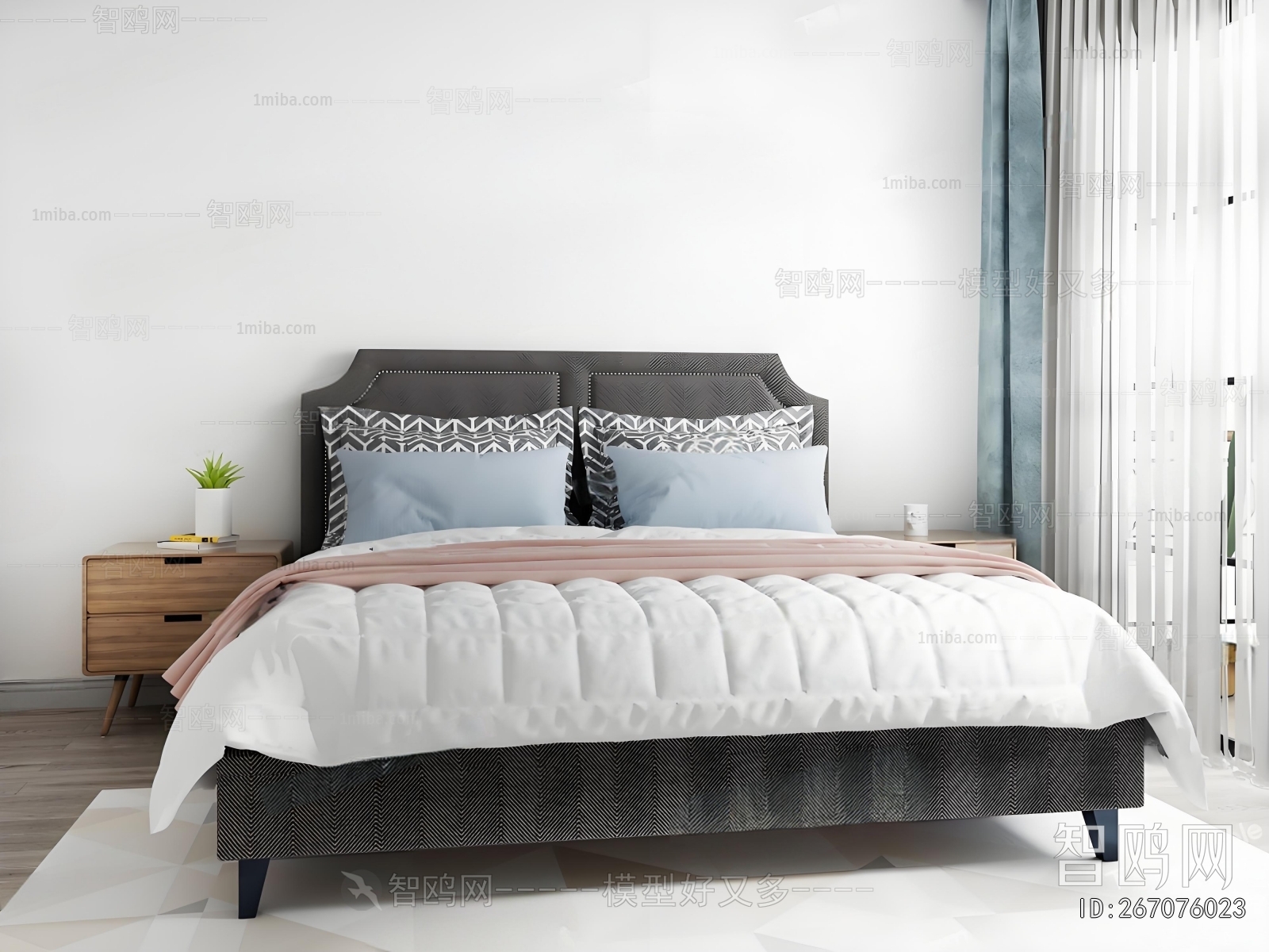 Simple European Style Double Bed