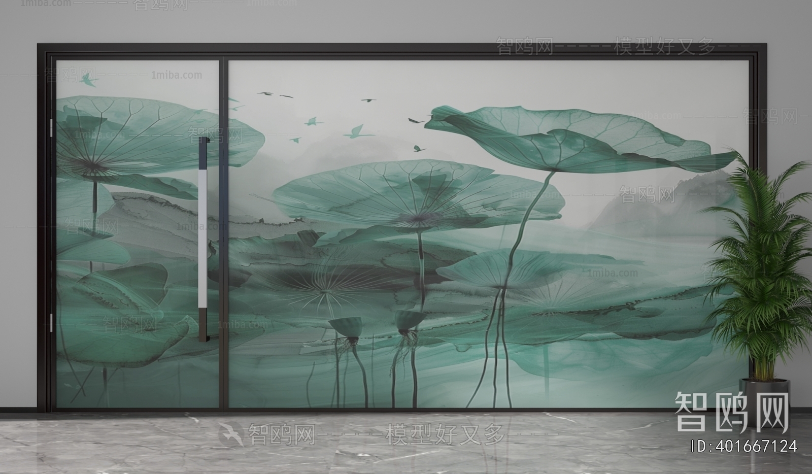 New Chinese Style Glass Screen Partition