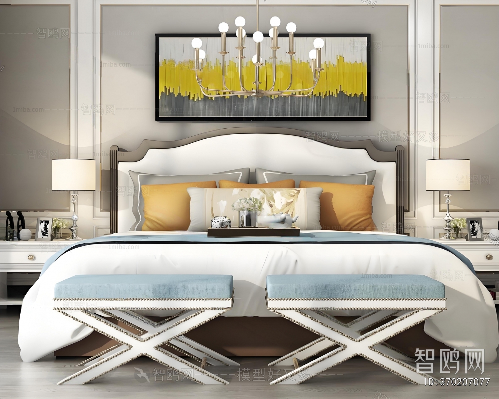 Simple European Style Double Bed