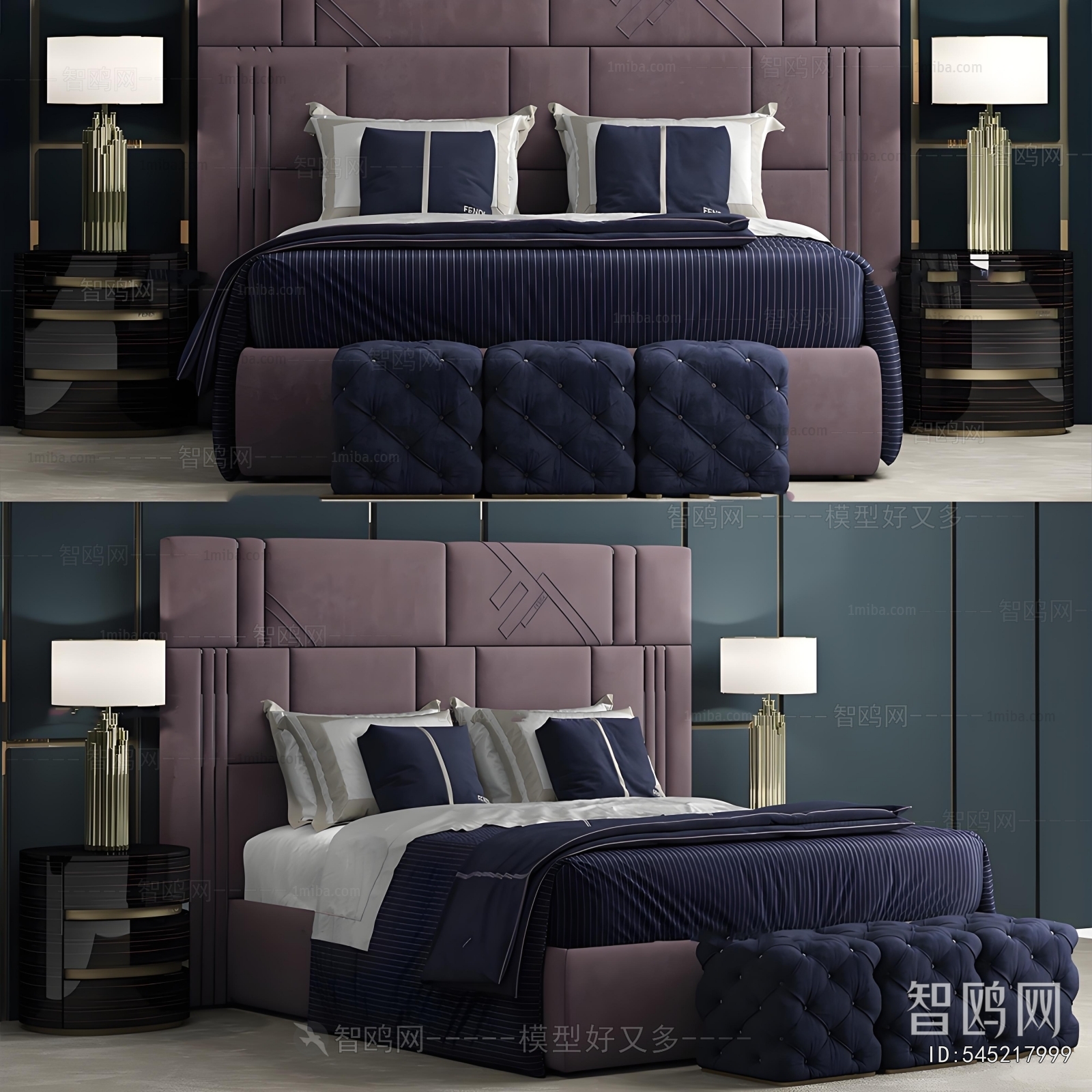 Simple European Style Double Bed