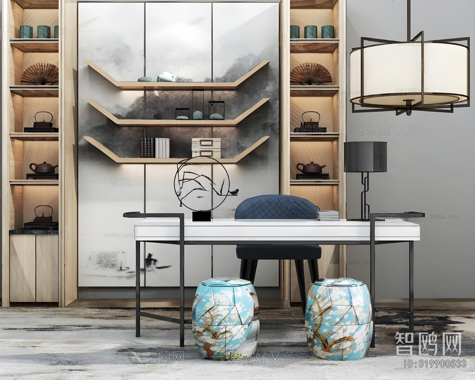 New Chinese Style Computer Desk And Chair