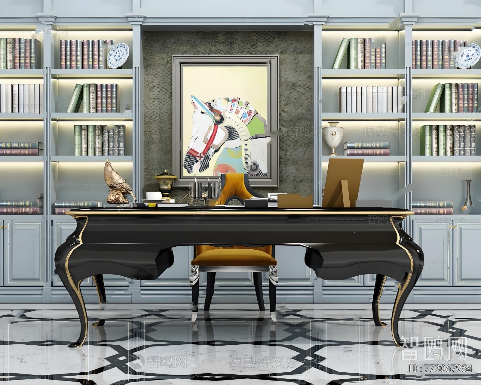 European Style Computer Desk And Chair