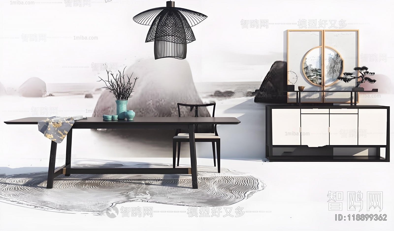 New Chinese Style Computer Desk And Chair