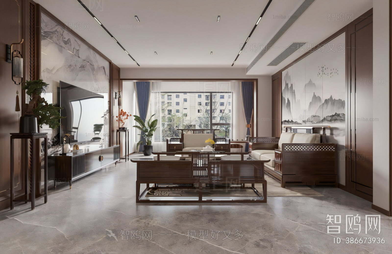 New Chinese Style A Living Room