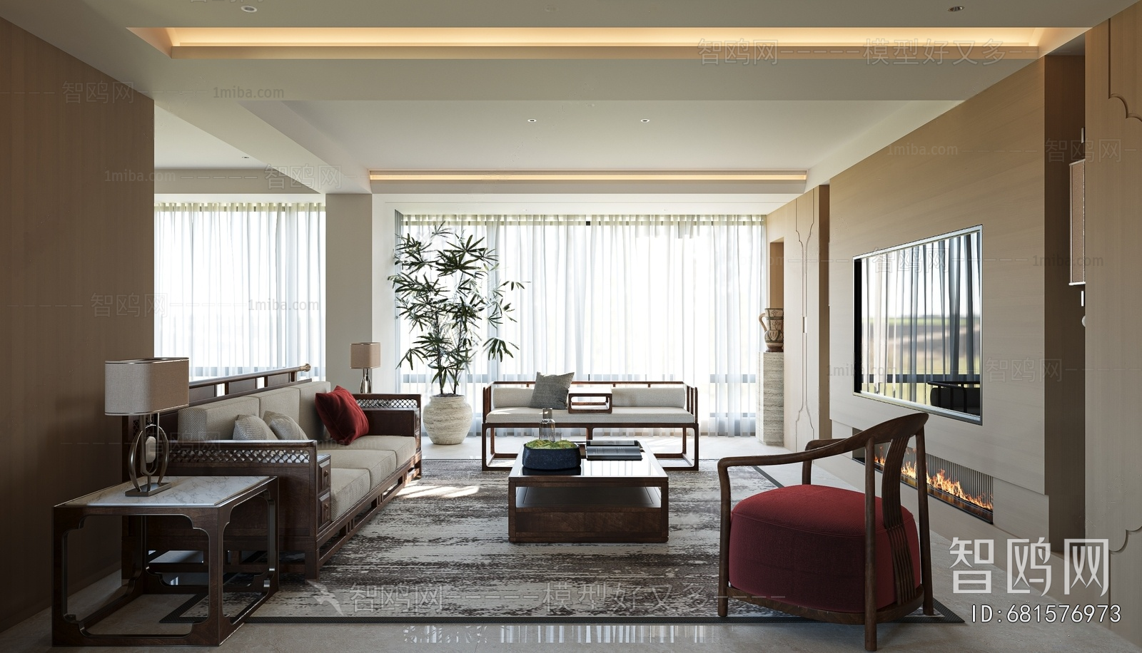 New Chinese Style A Living Room