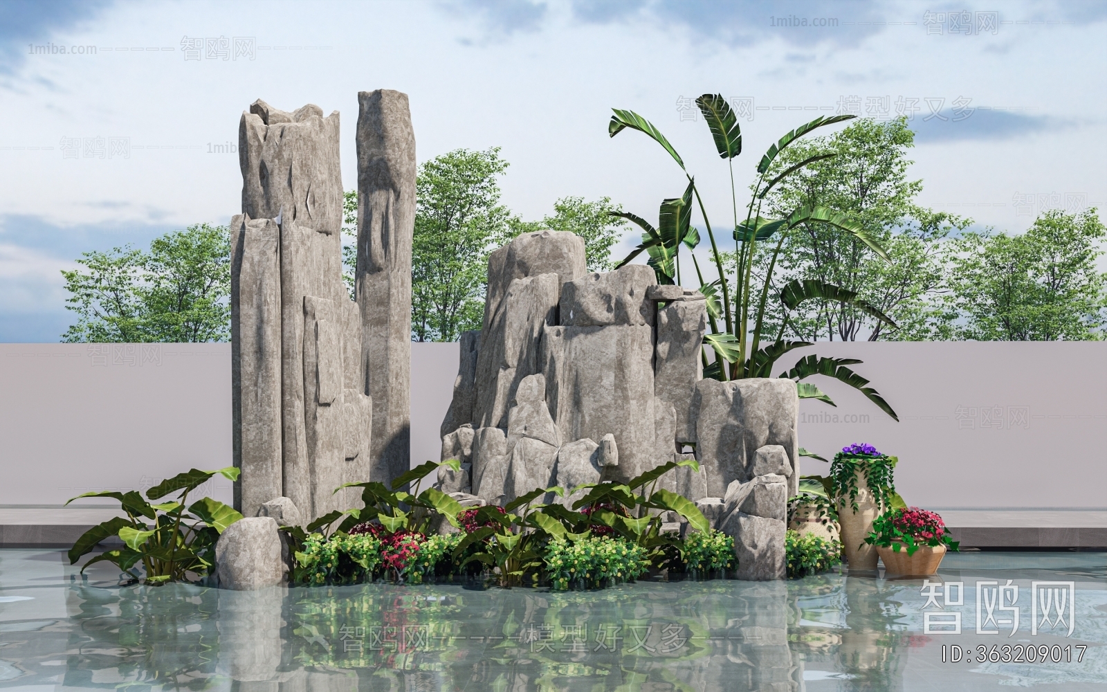 New Chinese Style Rockery Waterscape