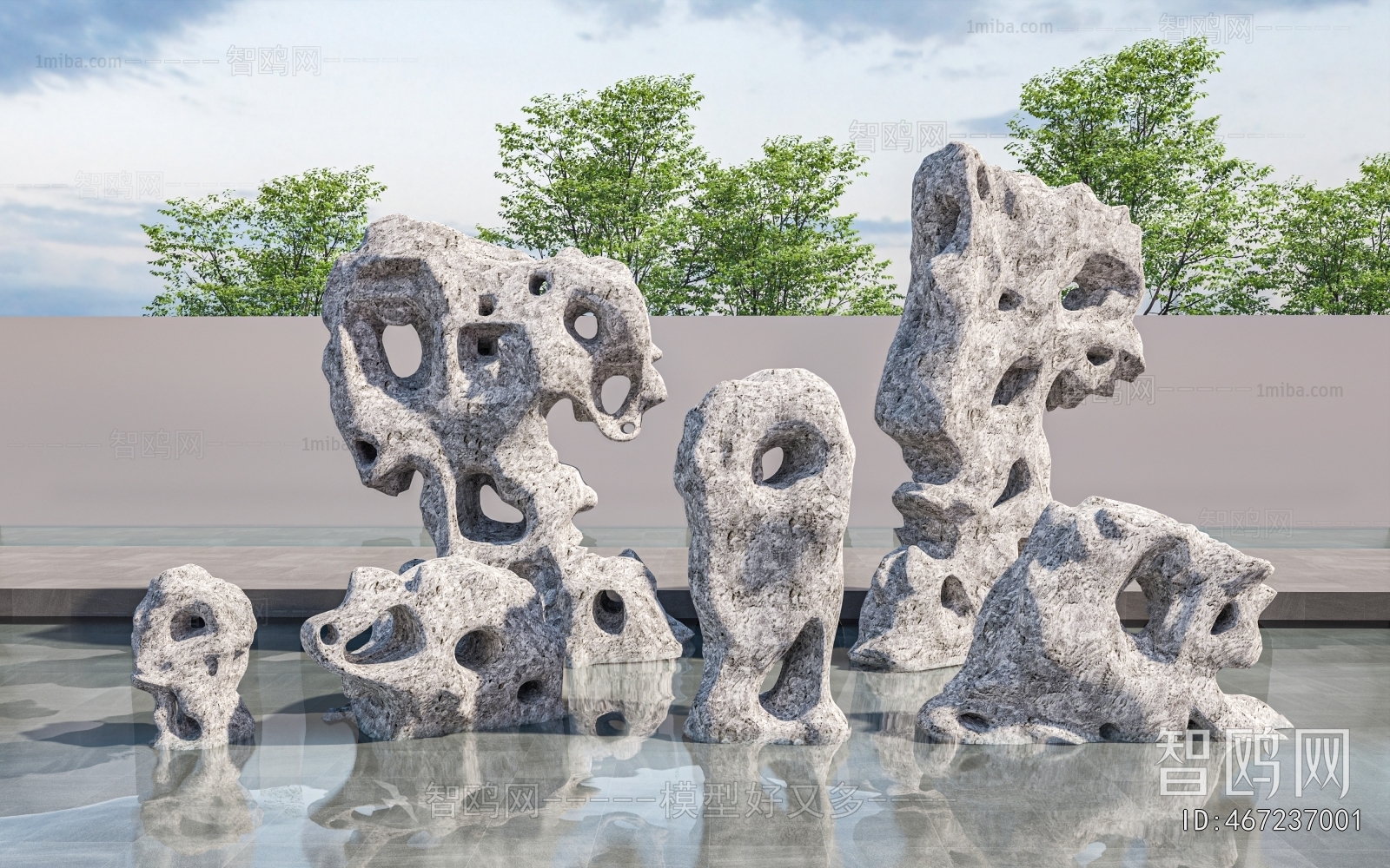 New Chinese Style Rockery Waterscape