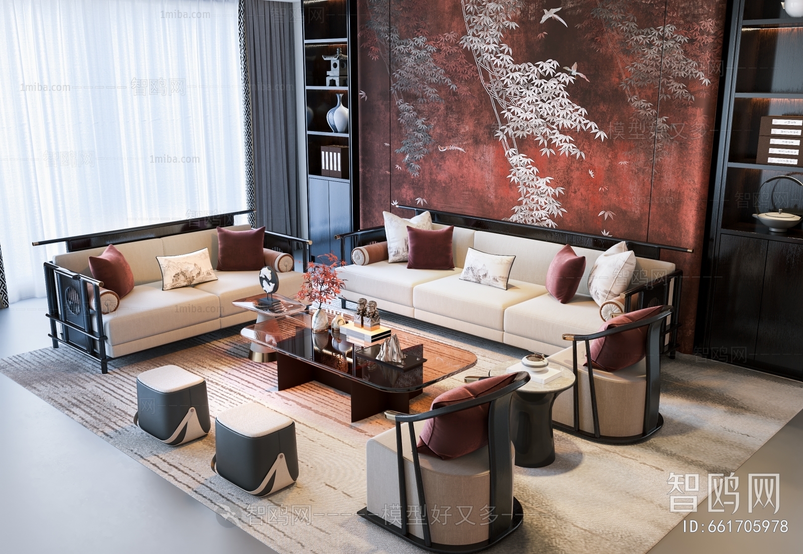 New Chinese Style Sofa Combination