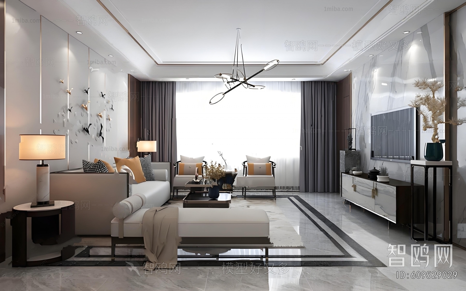 New Chinese Style A Living Room