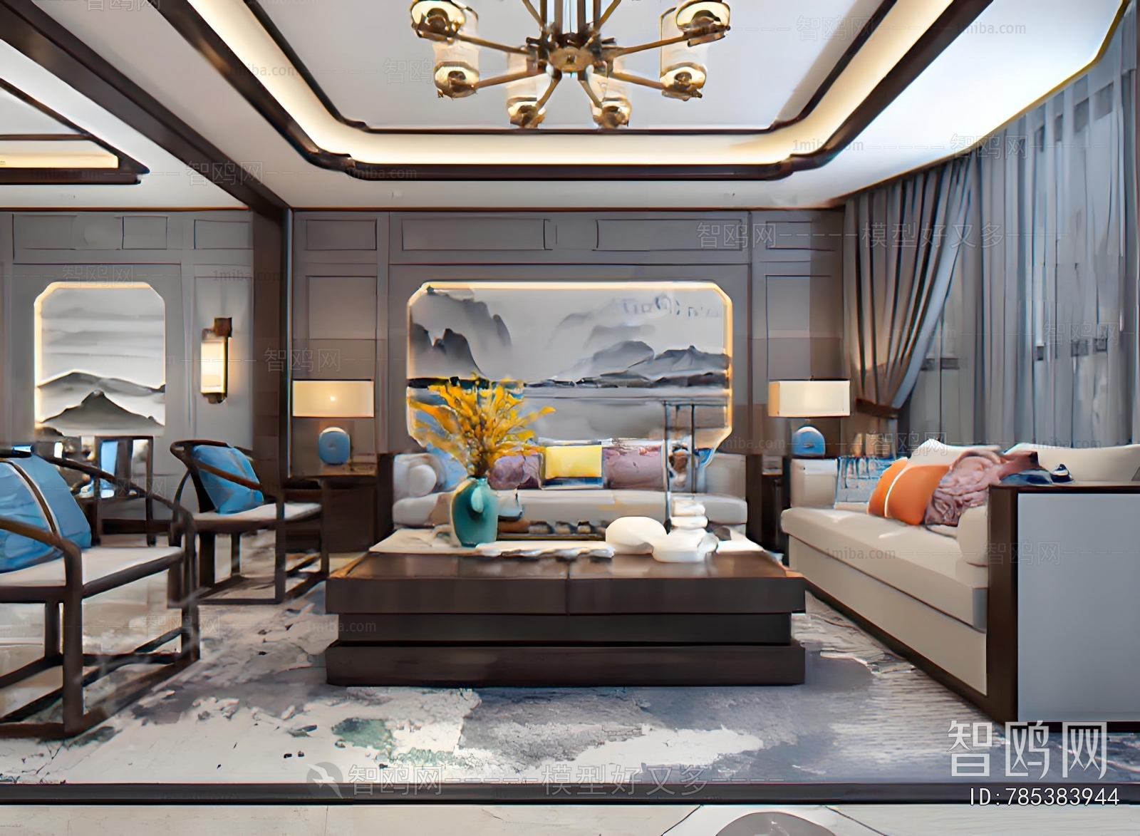 New Chinese Style A Living Room