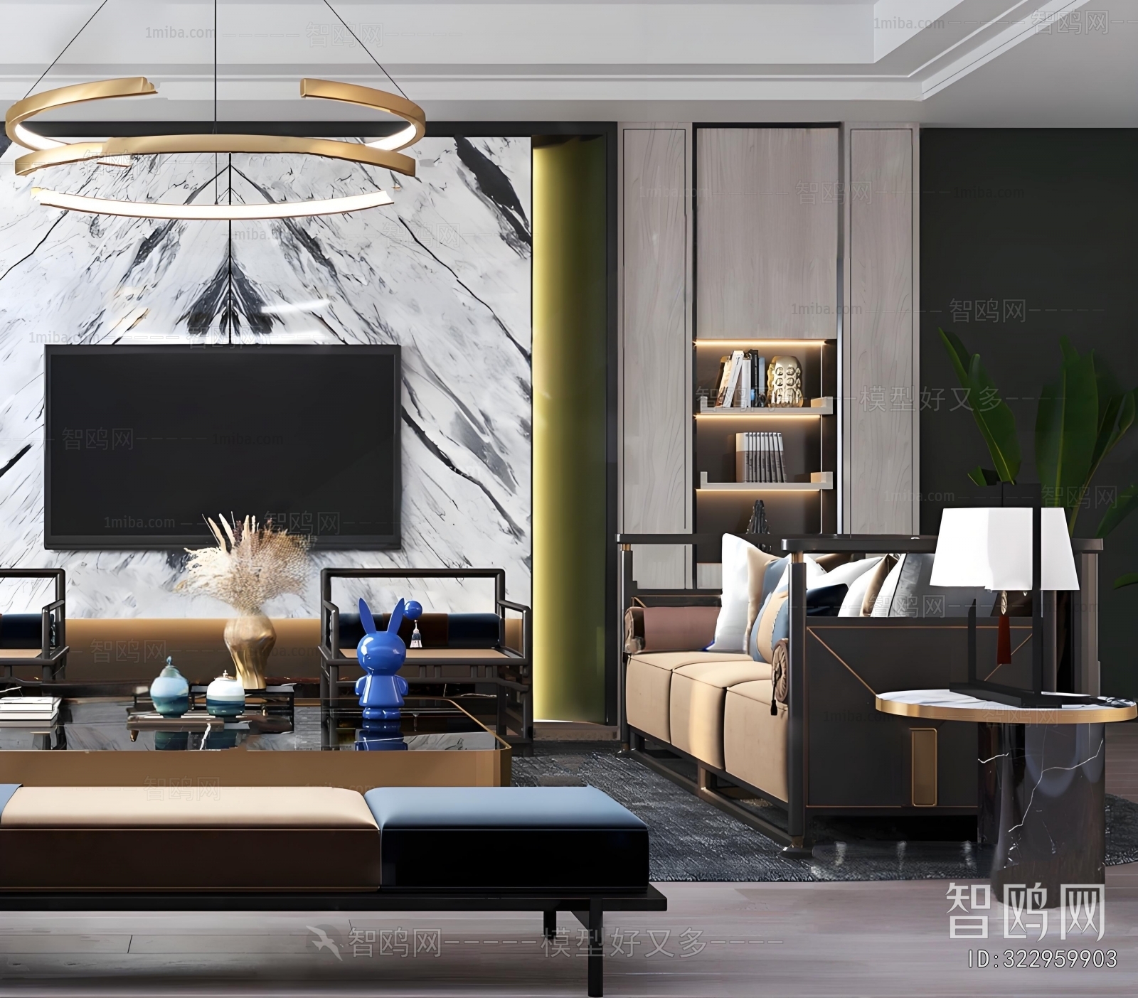 New Chinese Style A Living Room