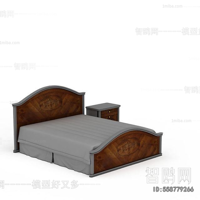 Simple European Style Double Bed