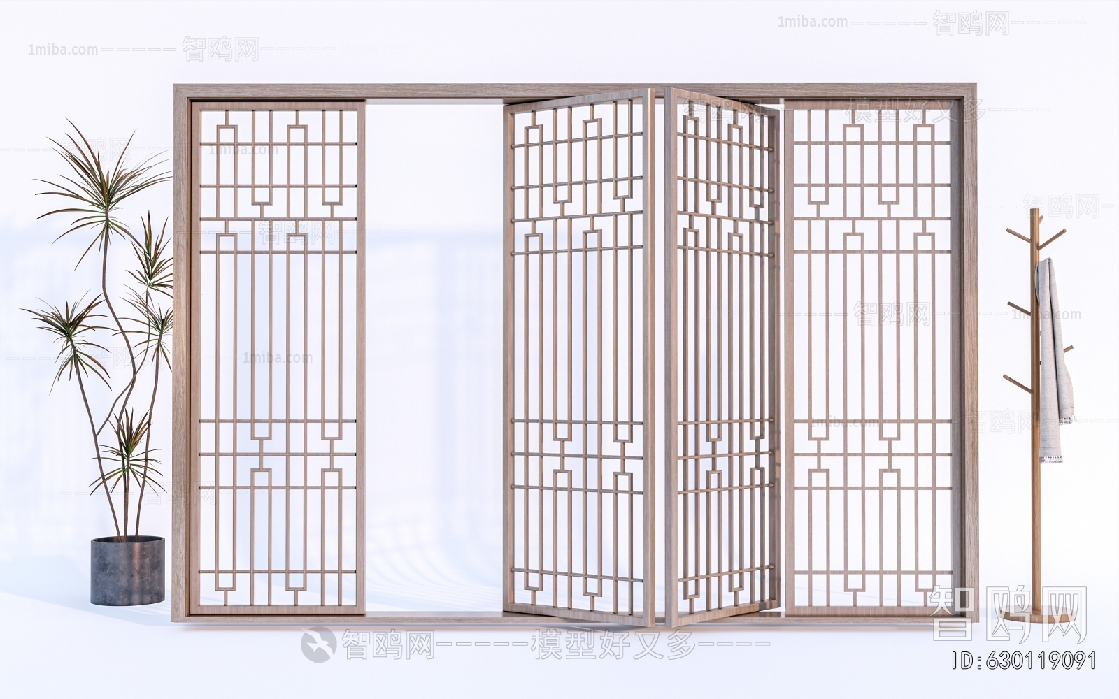 New Chinese Style Wooden Screen Partition