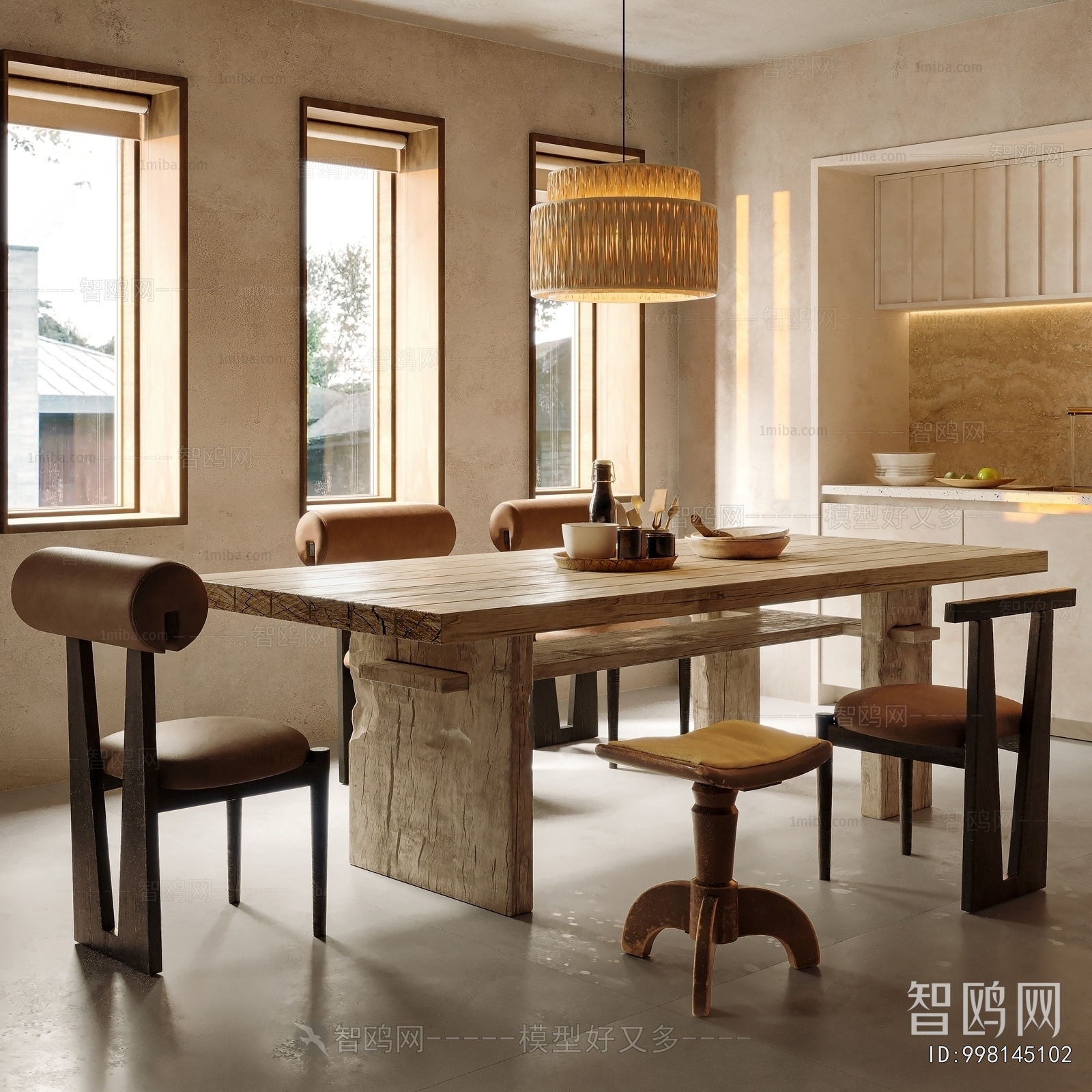 Wabi-sabi Style Dining Table And Chairs