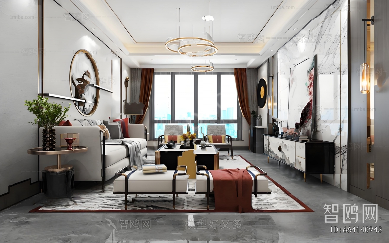 New Chinese Style A Living Room