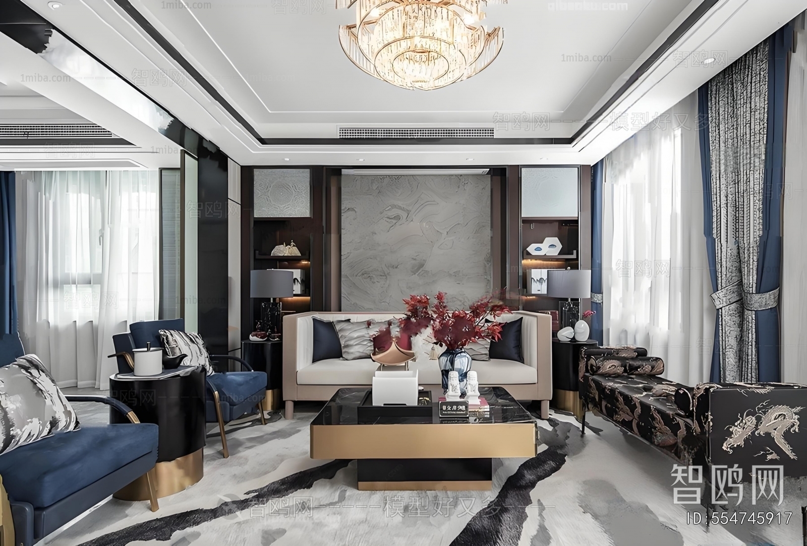 New Chinese Style A Living Room