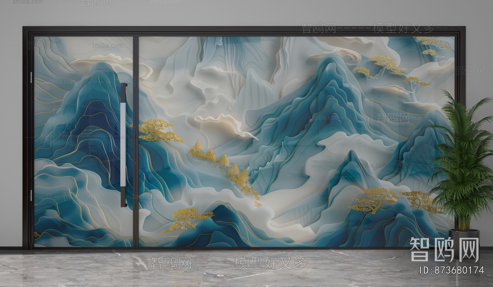 New Chinese Style Glass Screen Partition