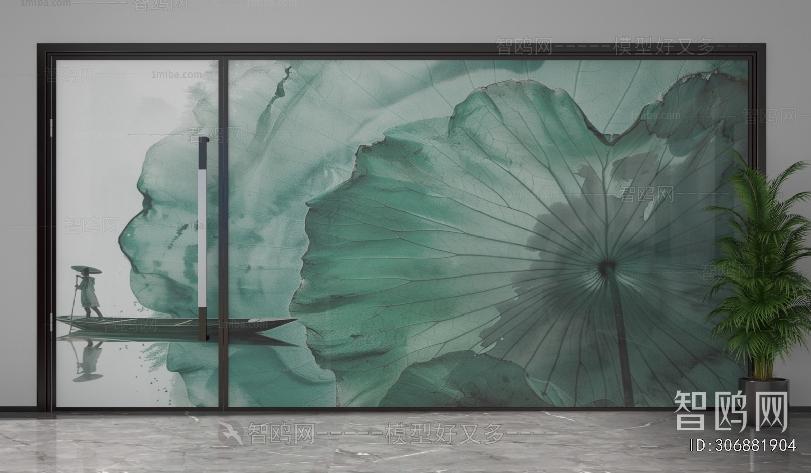 New Chinese Style Glass Screen Partition