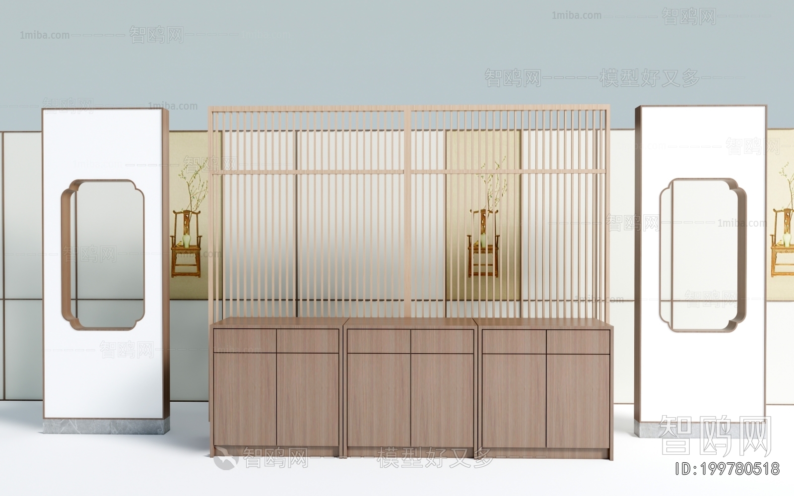 New Chinese Style Wooden Screen Partition