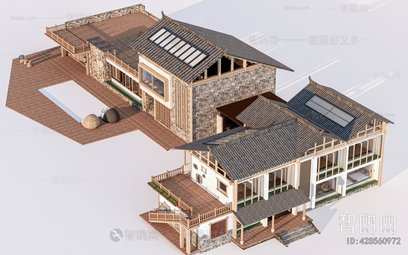 New Chinese Style Appearance Of Commercial Building