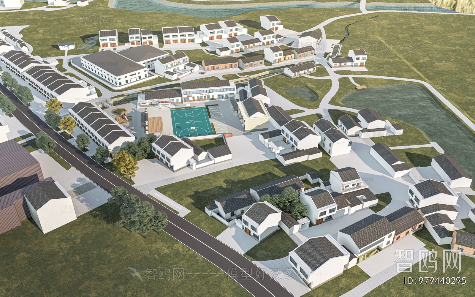 New Chinese Style Architectural Bird's-eye View Planning