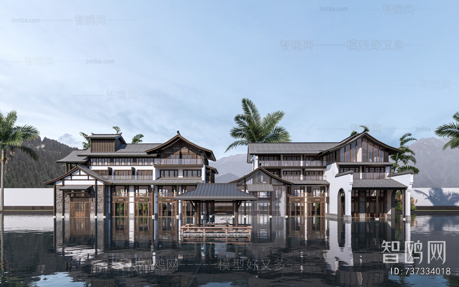 New Chinese Style Appearance Of Commercial Building