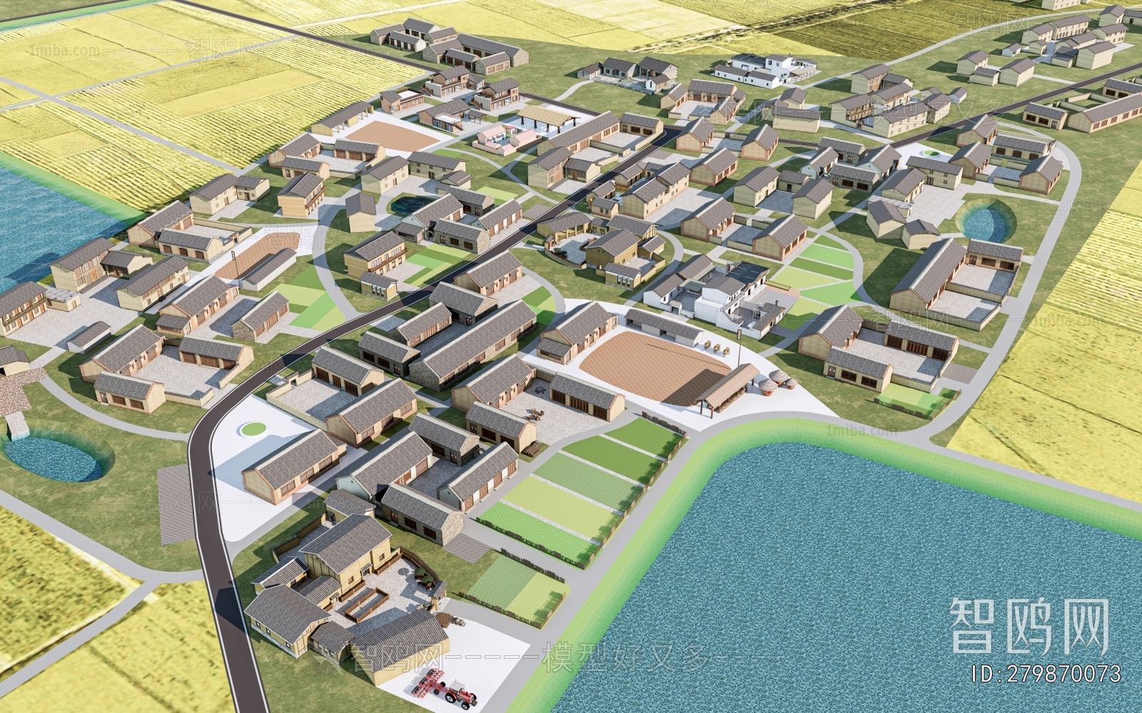 New Chinese Style Architectural Bird's-eye View Planning