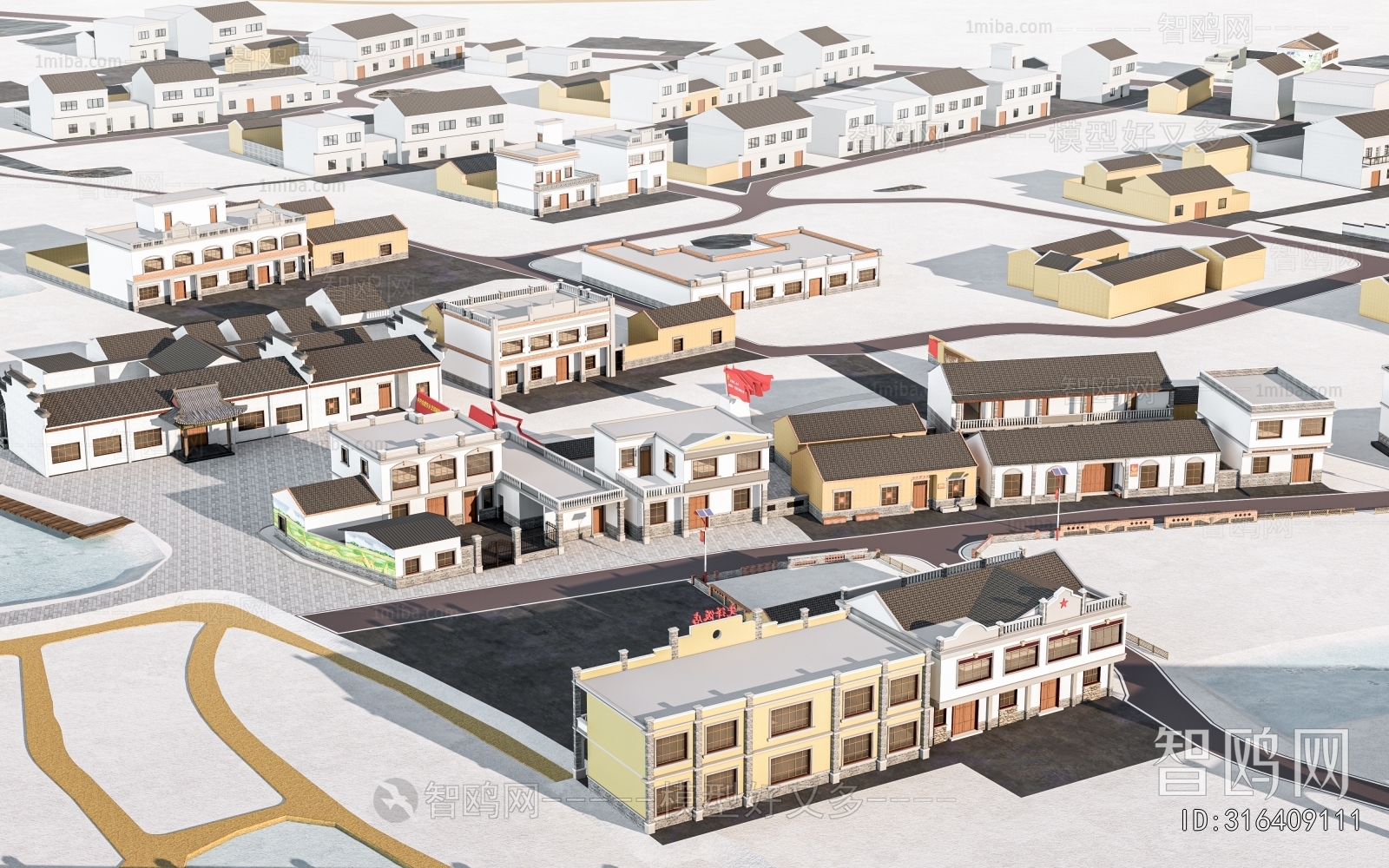 New Chinese Style Architectural Bird's-eye View Planning