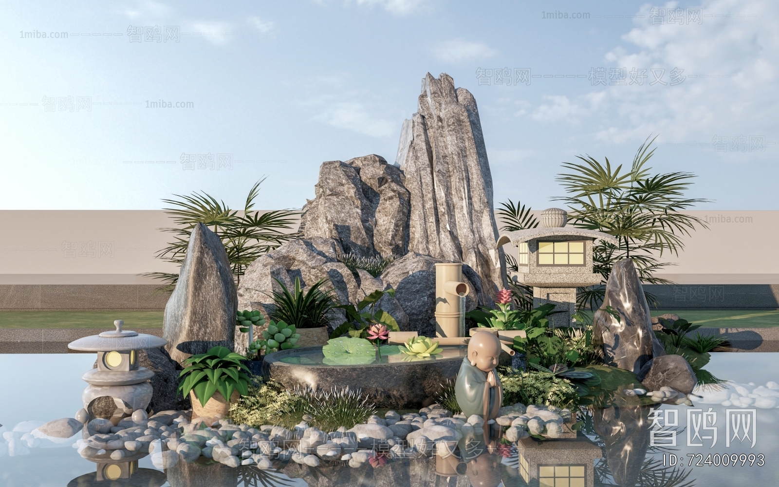 New Chinese Style Rockery Waterscape