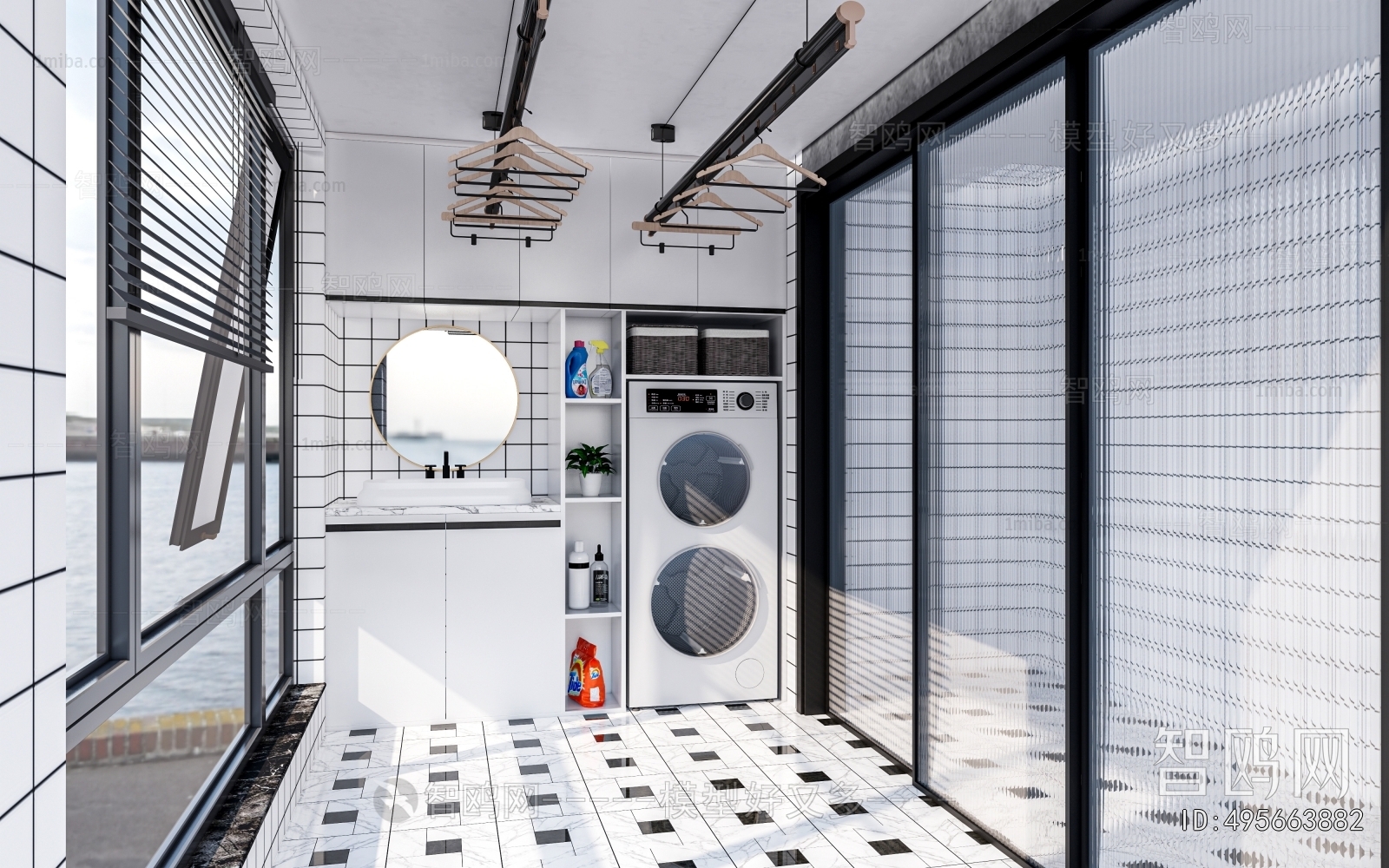 Modern Balcony Laundry Room