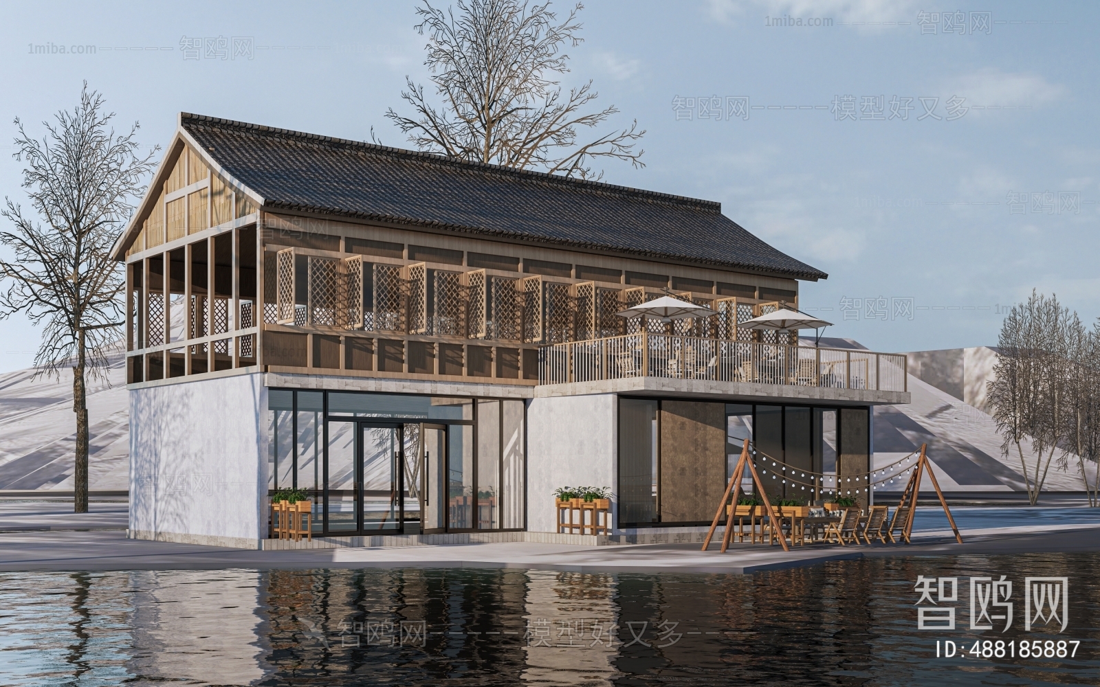 New Chinese Style Appearance Of Commercial Building