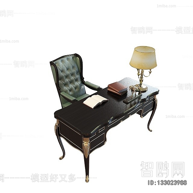 European Style Computer Desk And Chair