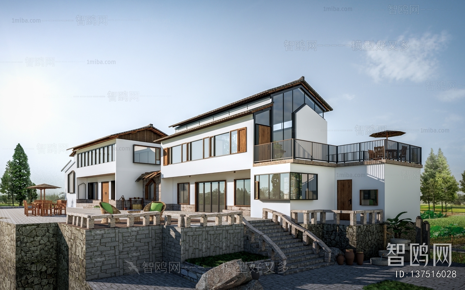 New Chinese Style Appearance Of Commercial Building