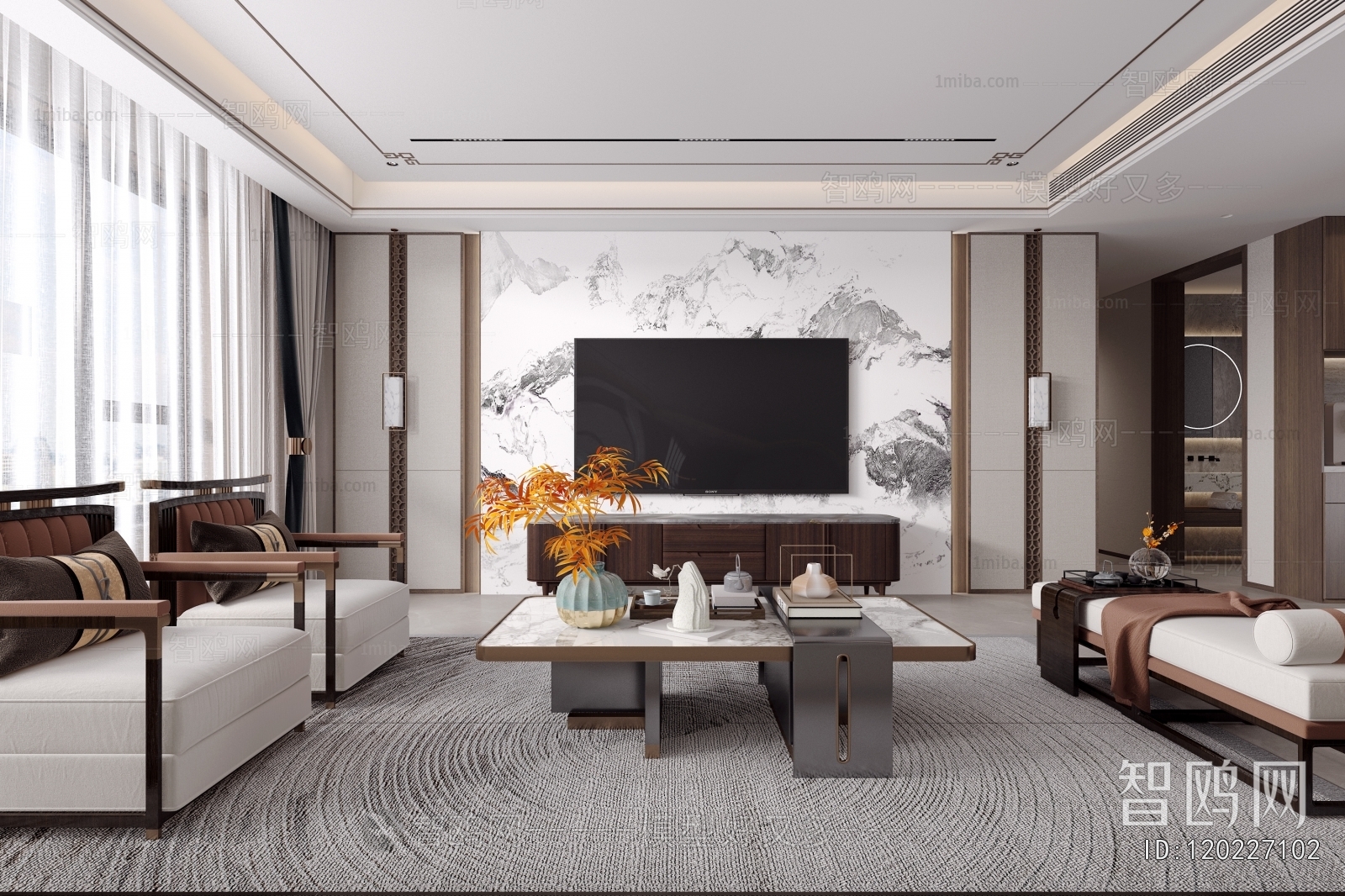 New Chinese Style A Living Room