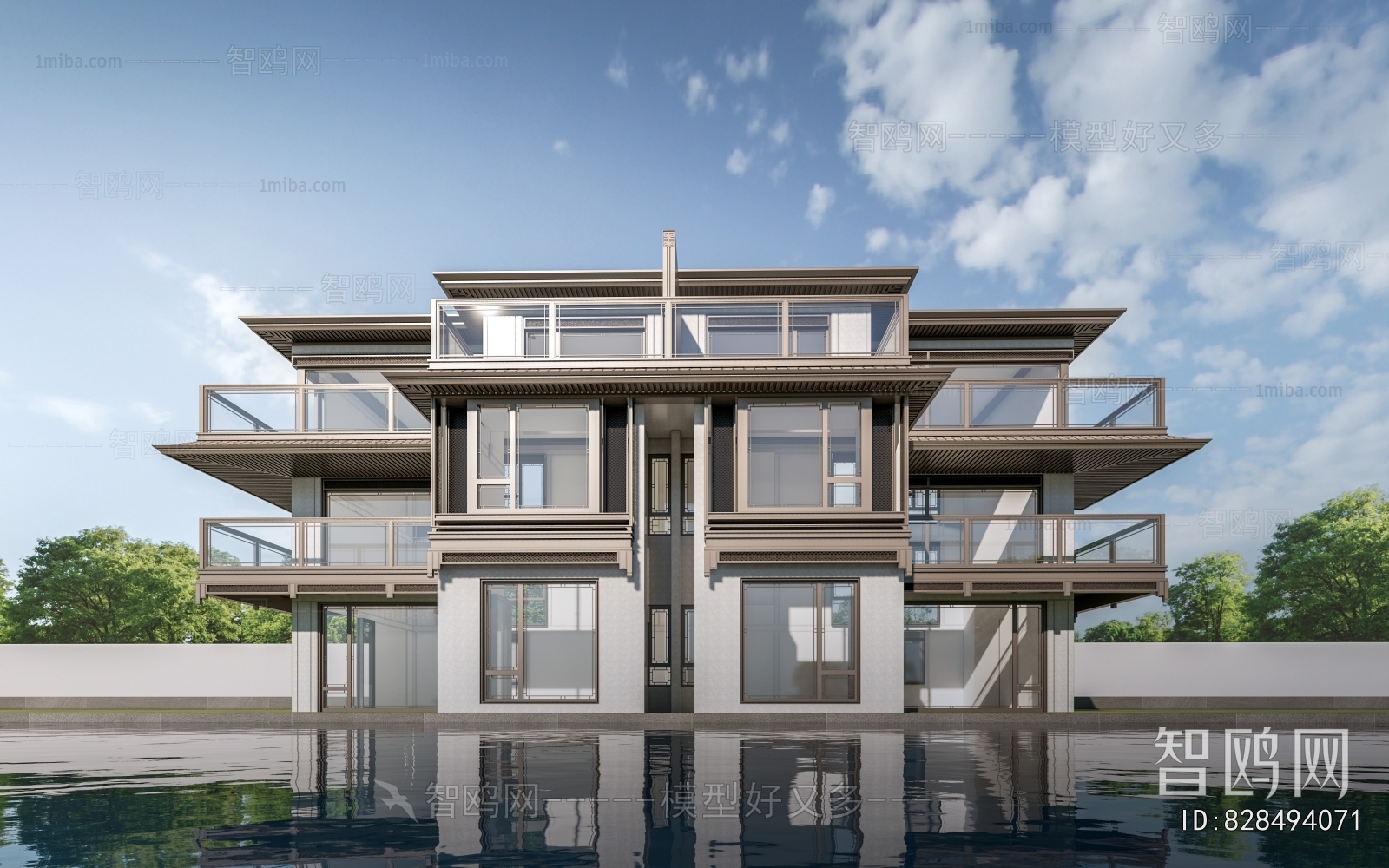 New Chinese Style Double Townhouse