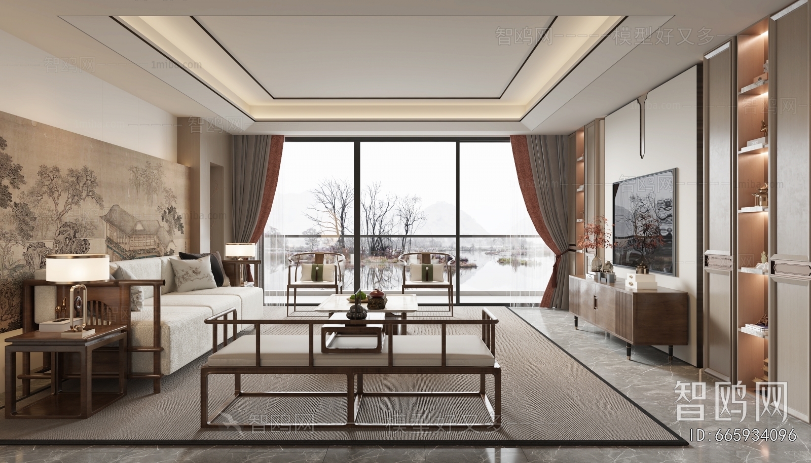 New Chinese Style A Living Room