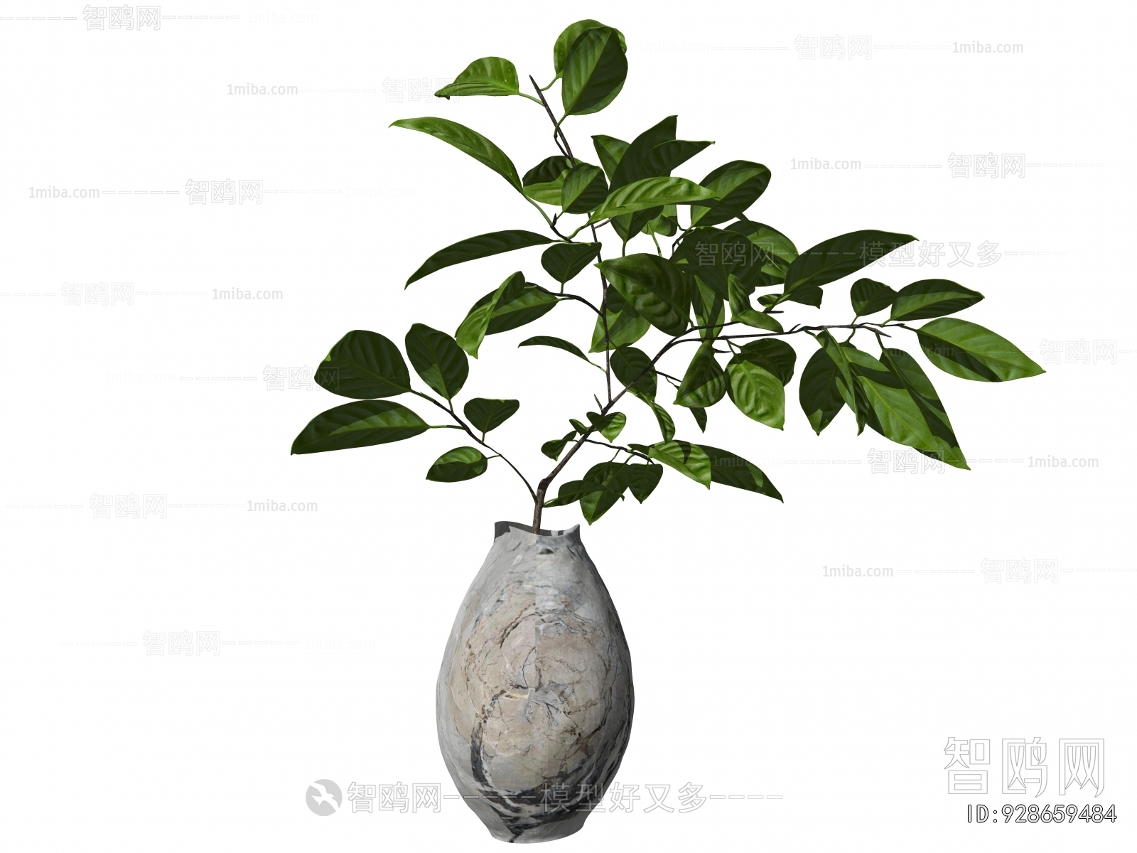 Modern Potted Green Plant