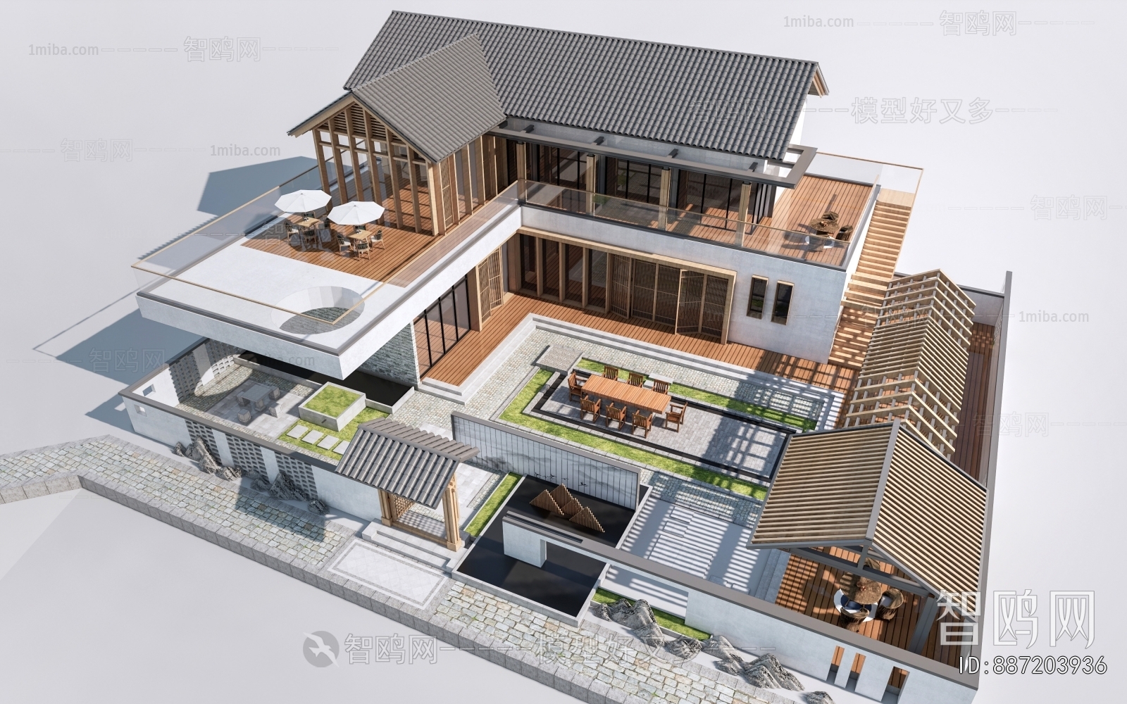 New Chinese Style Appearance Of Commercial Building