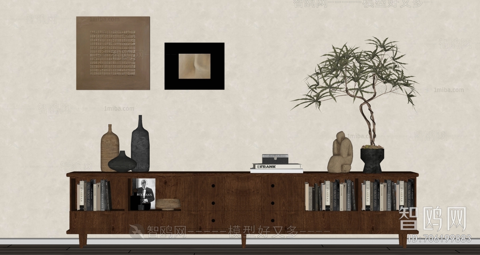 Wabi-sabi Style Side Cabinet