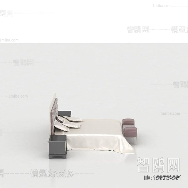 Simple European Style Double Bed