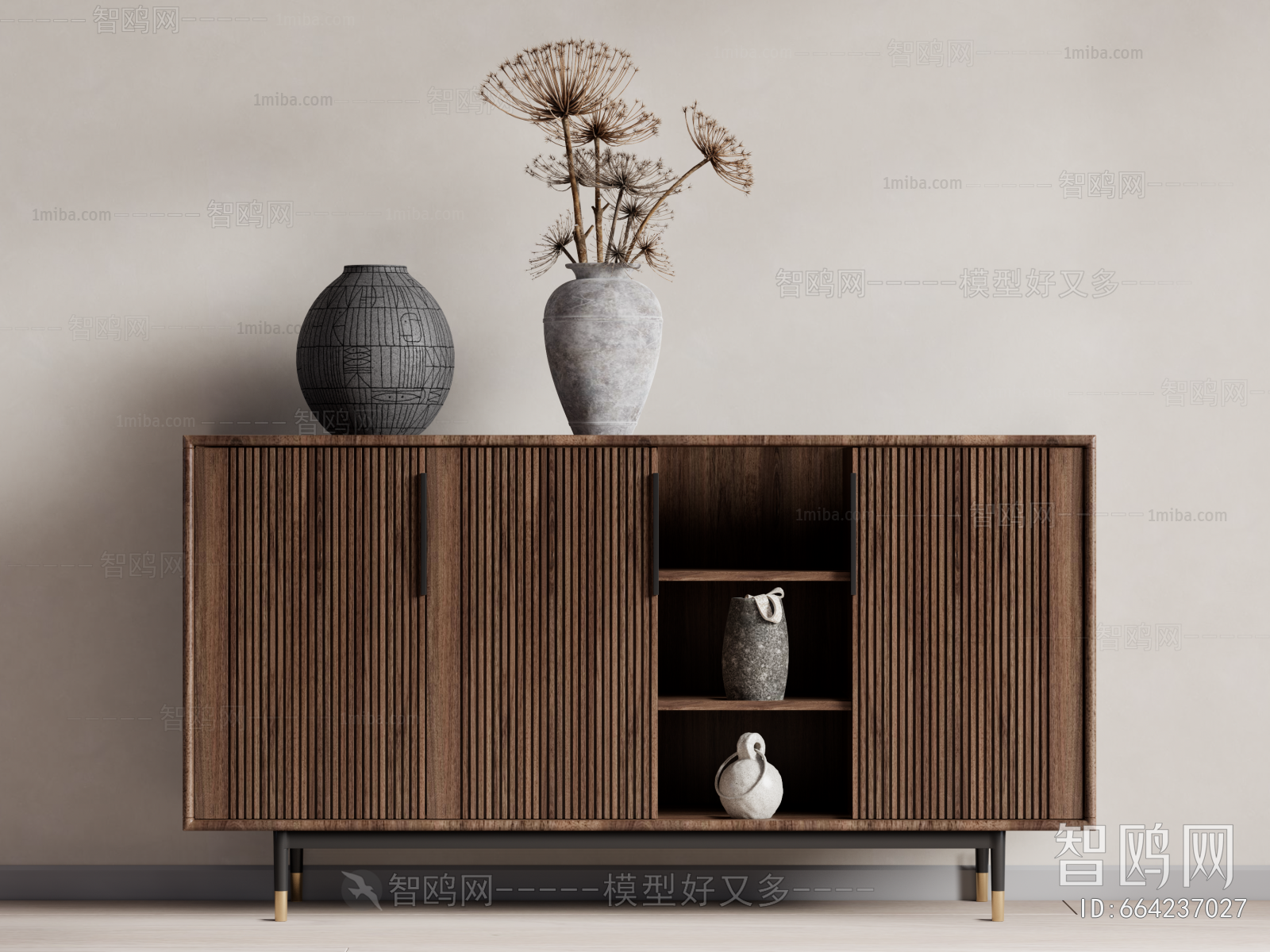 Wabi-sabi Style Side Cabinet