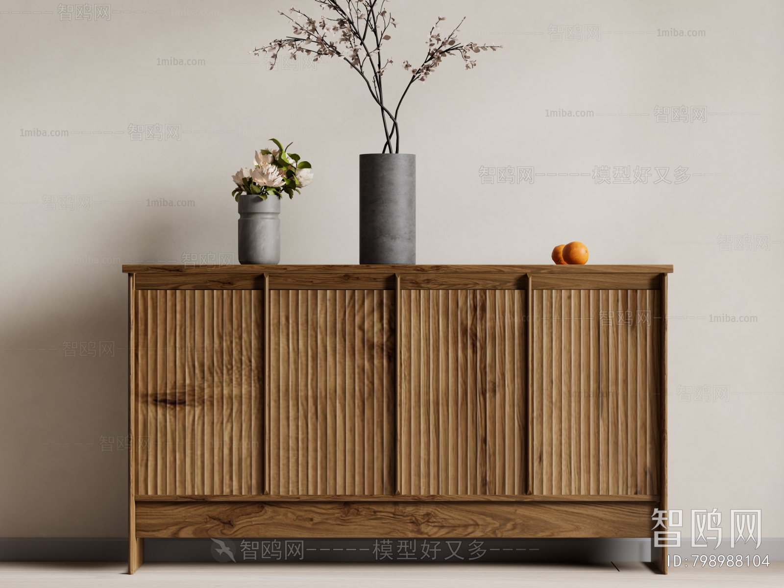 Wabi-sabi Style Side Cabinet