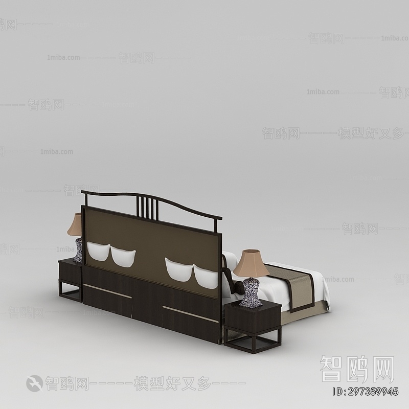 New Chinese Style Single Bed