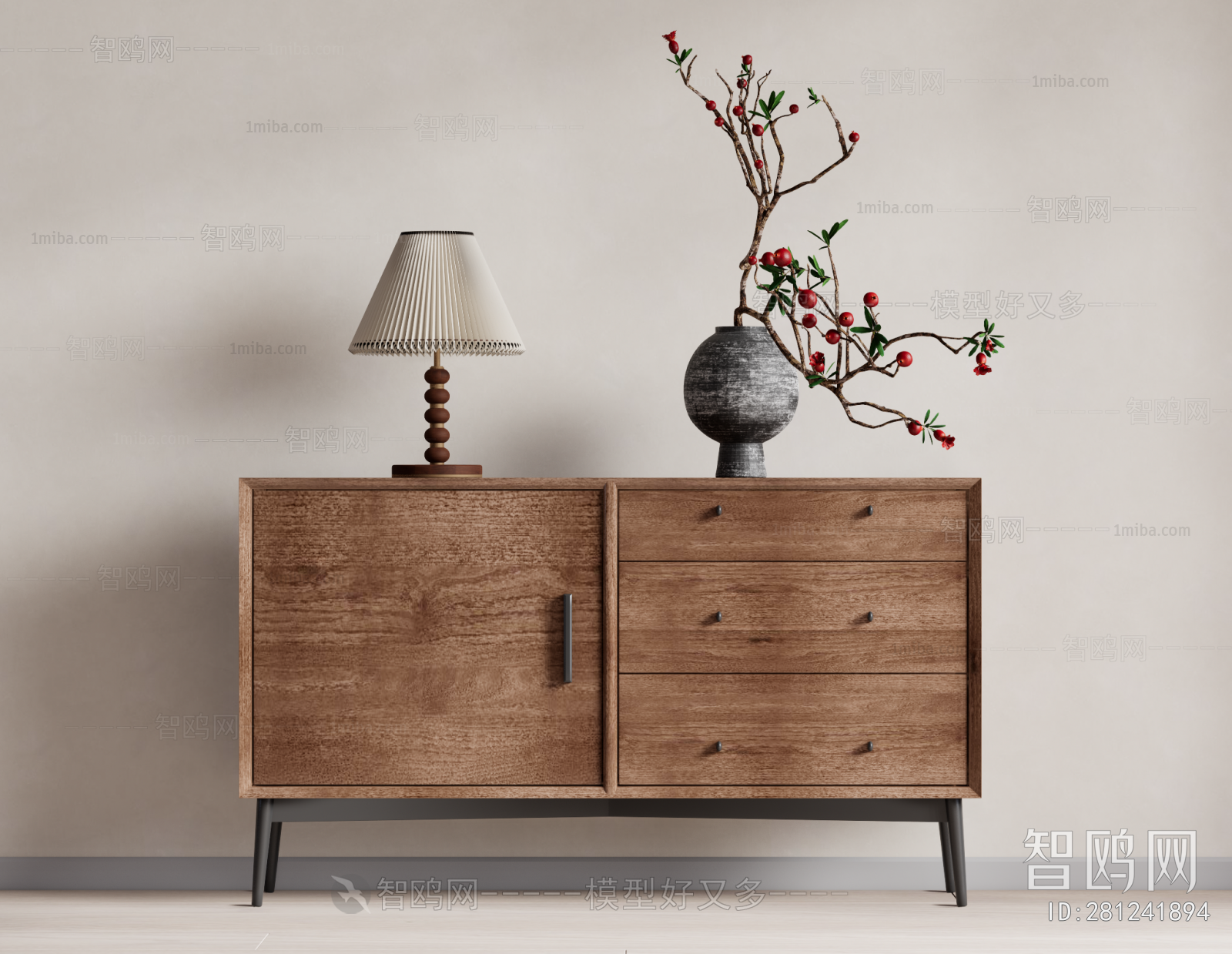 Wabi-sabi Style Side Cabinet