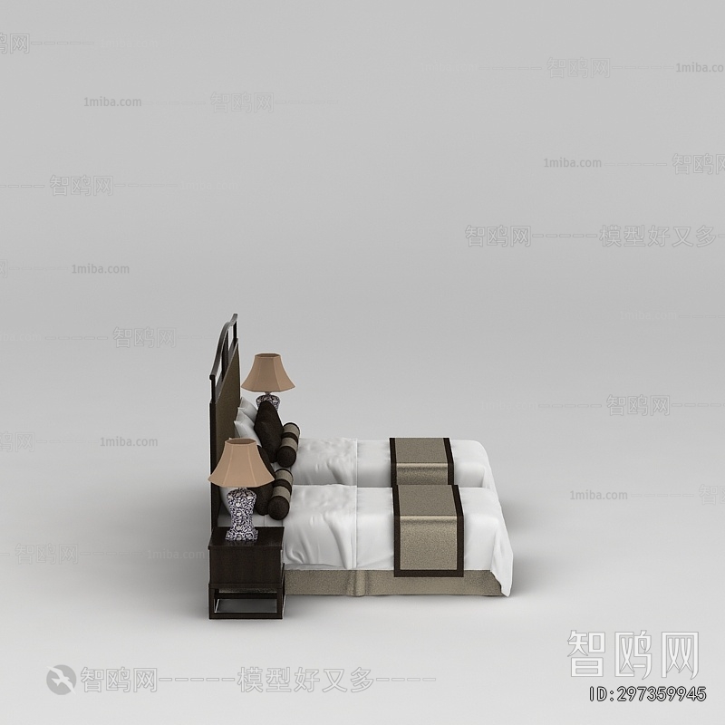New Chinese Style Single Bed