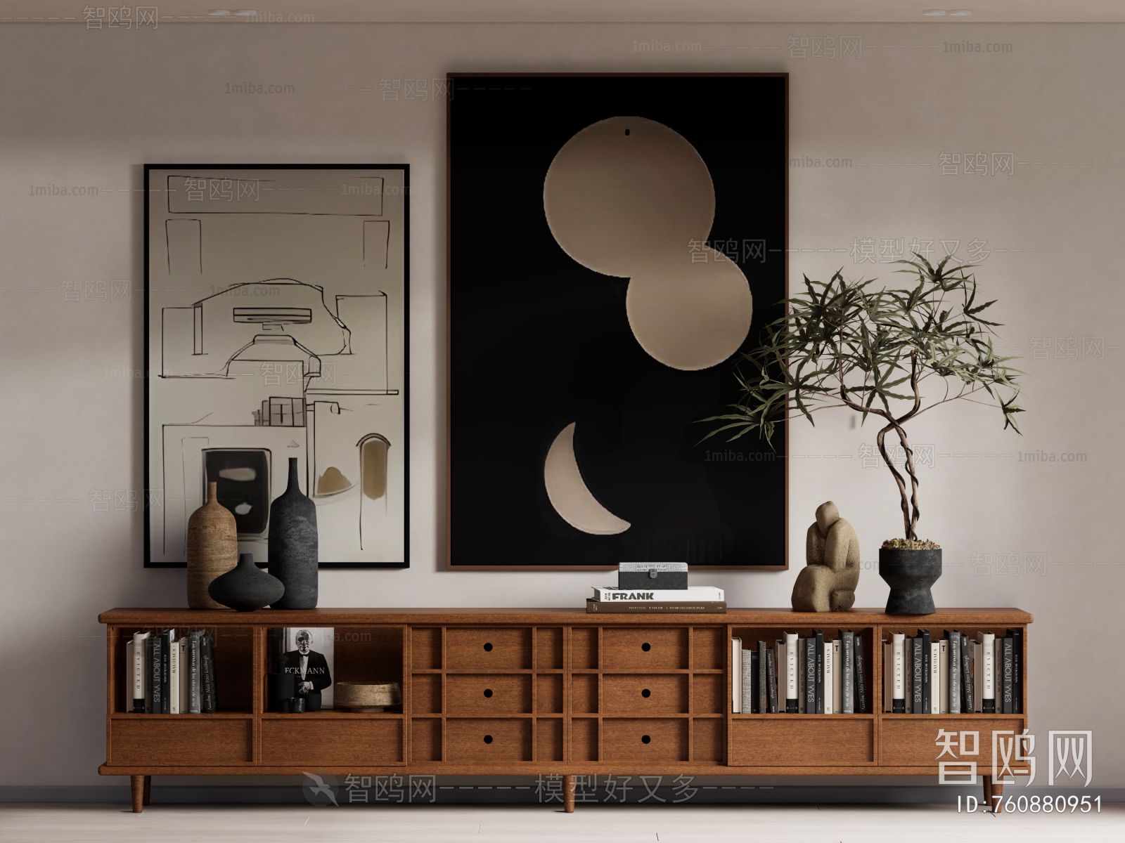 Wabi-sabi Style Side Cabinet