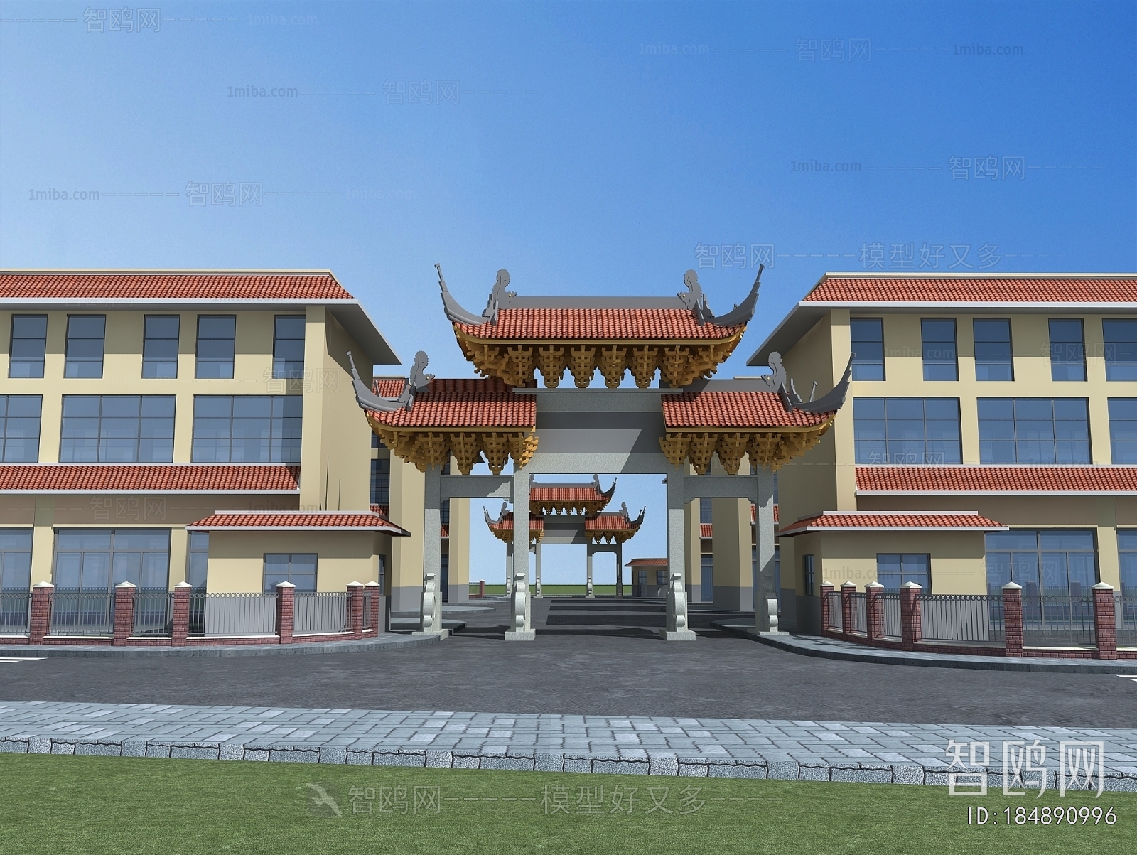New Chinese Style Appearance Of Commercial Building
