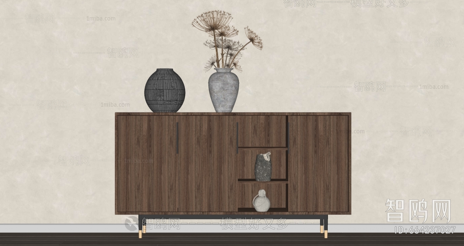 Wabi-sabi Style Side Cabinet